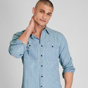 Club Monaco Men's Long Sleeve Button Down Chambray Workshirt, NWT